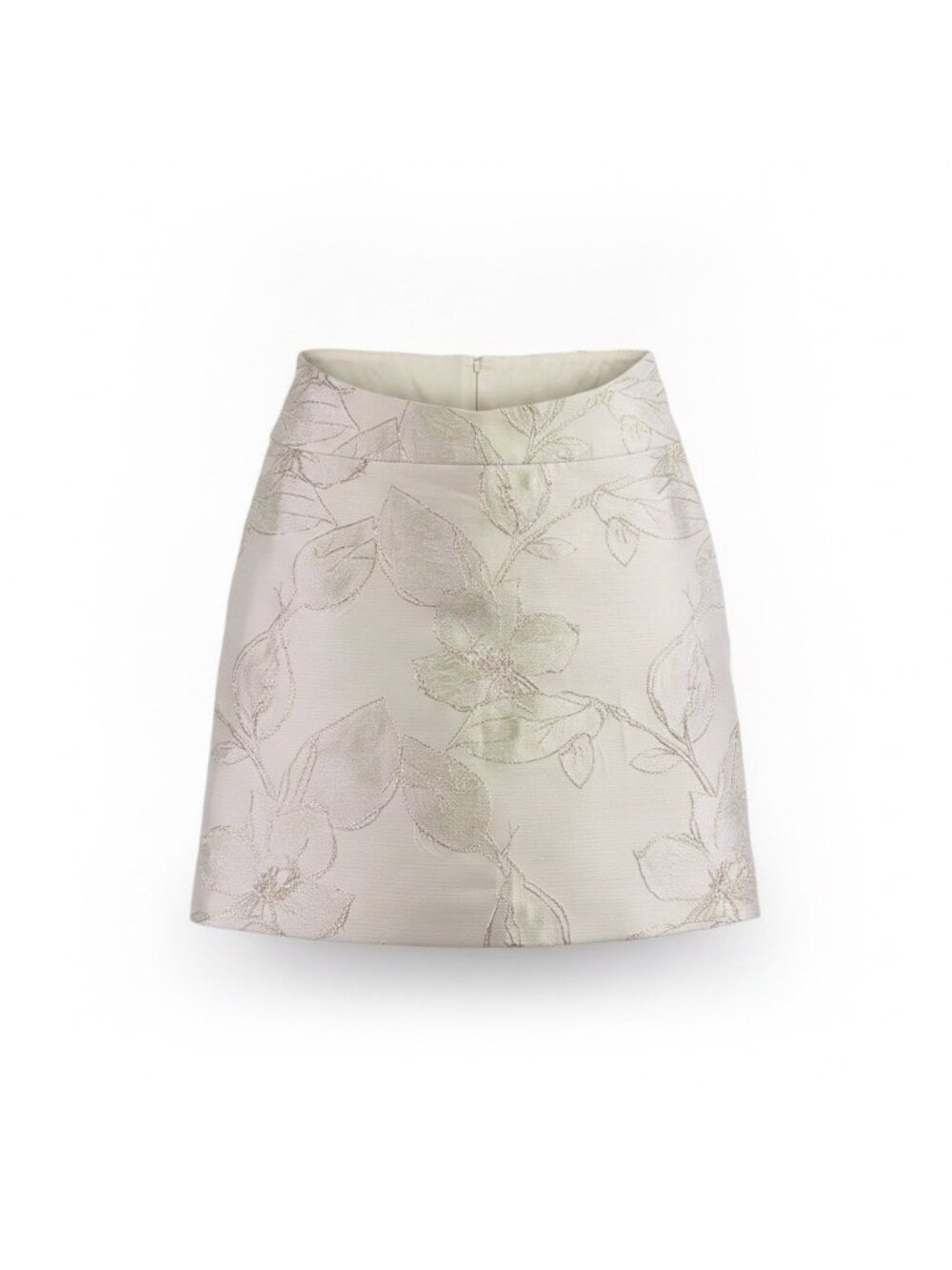 Tahari Womens Ivory Metallic Floral Skirt A-Line Elegant Size 4